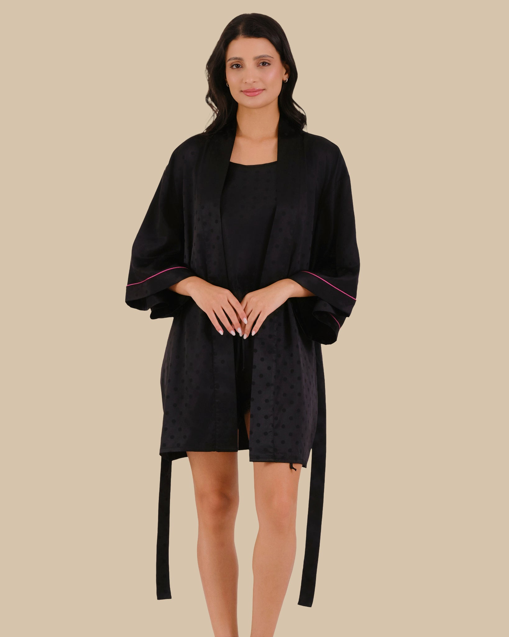 Isla & Evie Robe BLACK BEAUTY/FUCHSIA-LSI / S