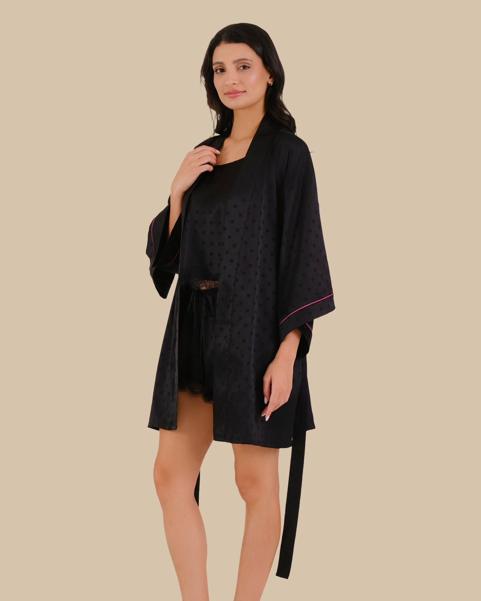 Isla & Evie Robe BLACK BEAUTY/FUCHSIA-LSI / S