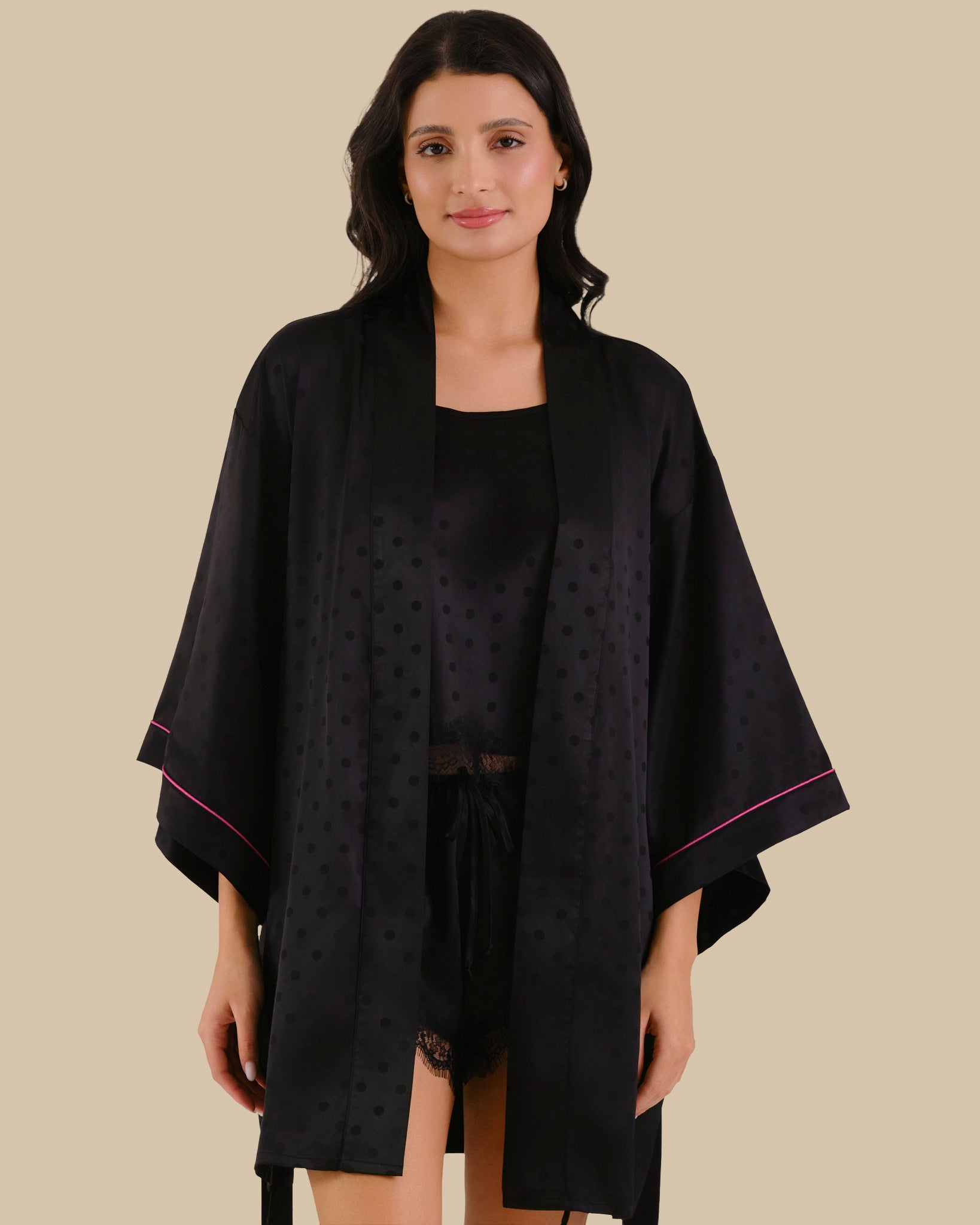 Isla & Evie Robe BLACK BEAUTY/FUCHSIA-LSI / S