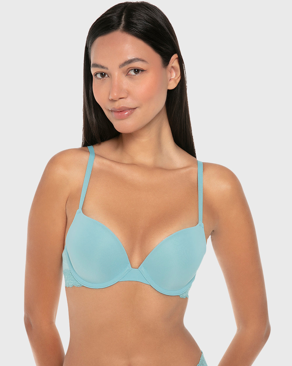 La Senza Isla And Evie Casual Comfort Rib Push Up Padded Plunge Bra Reef Waters Reef Waters / 34B