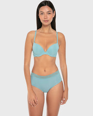 La Senza Isla And Evie Casual Comfort Rib Push Up Padded Plunge Bra Reef Waters Reef Waters / 34B