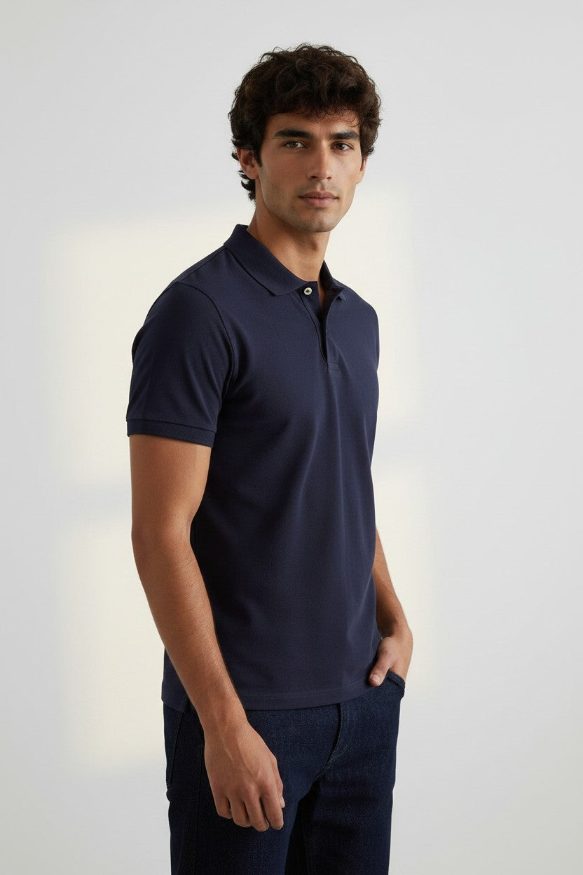 OVS Black Pure Cotton Piquã© Polo With Classic Collar, Regular Fit