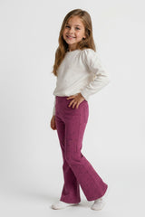 OVS Girls’ Purple Flared Stretch-Cotton Trousers With Star Print