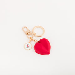 Women's Keyring Coin Purse Rosa Heart Lipstick Red