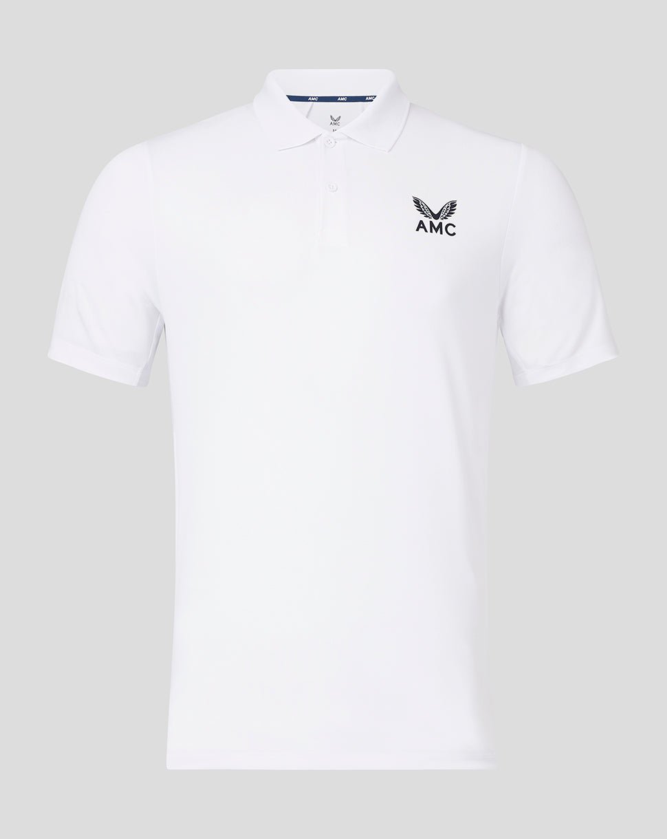 Men's AMC Short Sleeve Technical Polo Top – White, Technical Tennis Polo for Men