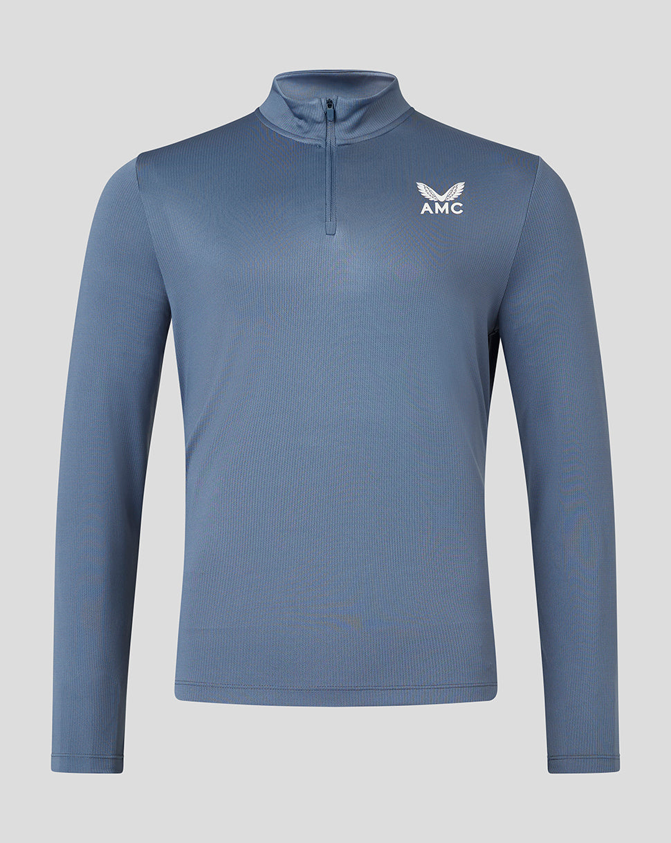 Men's AMC Long Sleeve Technical Quarter Zip Top – Clay Blue, High-Performance Tennis Top