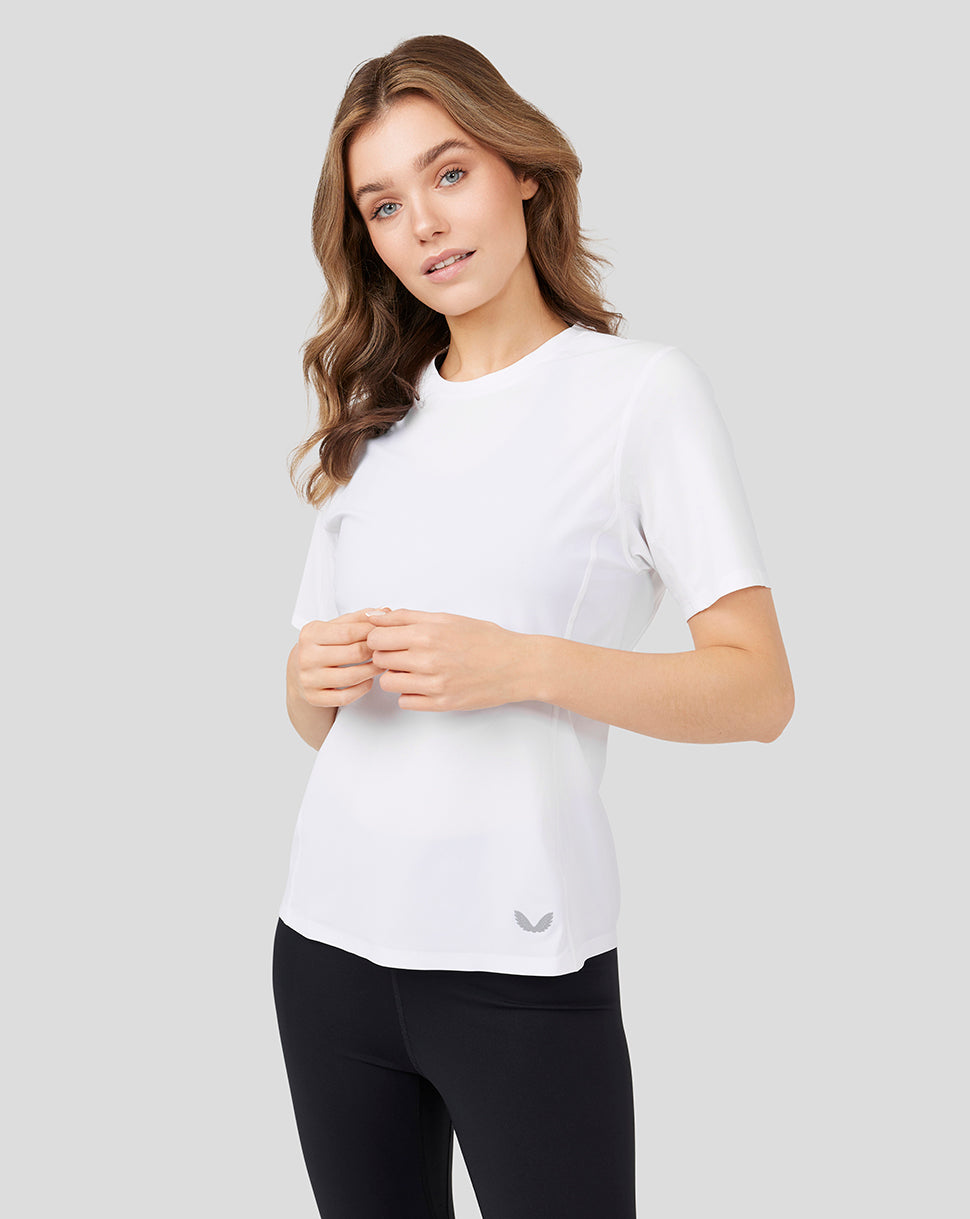 White Metatek Training T-Shirt - Lightweight Women’s Active Tee, Gym Essential