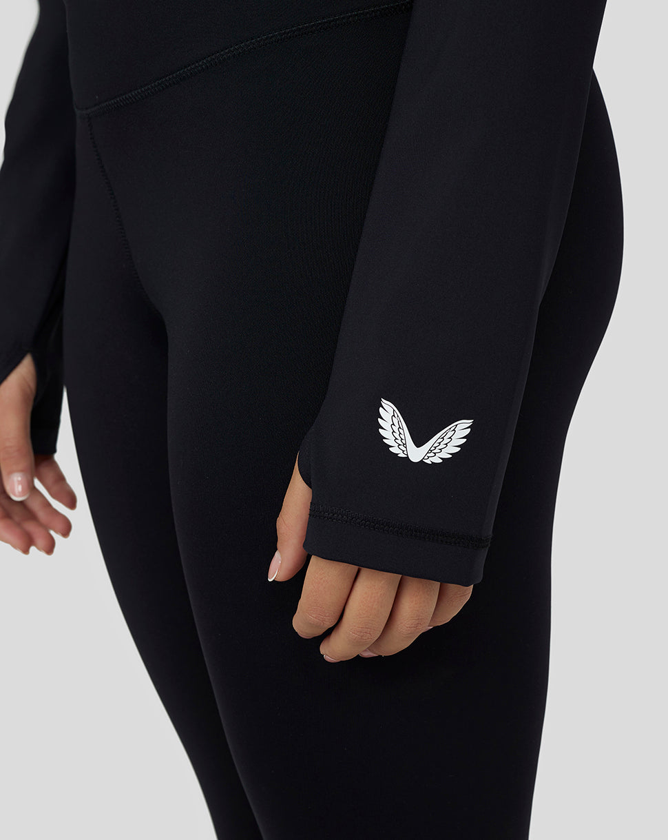 Women's Black Carbon Long Sleeve Crop Training T-Shirt - Stylish & Lightweight Crop Top for Training