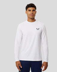 White Protek Long Sleeve Training T-Shirt - Breathable Men’s Gym Tee, Performance Layer
