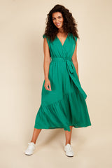 Little Mistress Green Wrap Midaxi