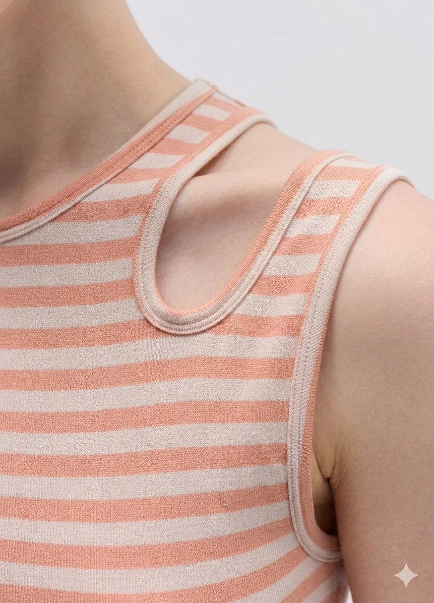 OVS Striped Tank Top With Cut-Out Details