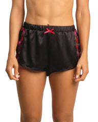 Isla & Evie Hot Red Heart Embroidery Cami And Shorts