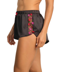 Isla & Evie Hot Red Heart Embroidery Cami And Shorts
