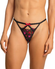 Isla & Evie Hot Red Heart Embroidery Babydoll With G-String