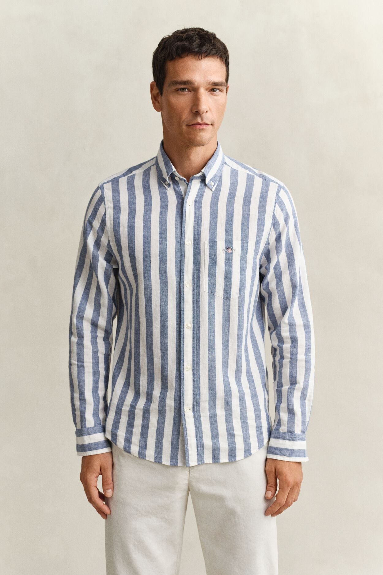 Regular Cotton Linen Stripe Shirt