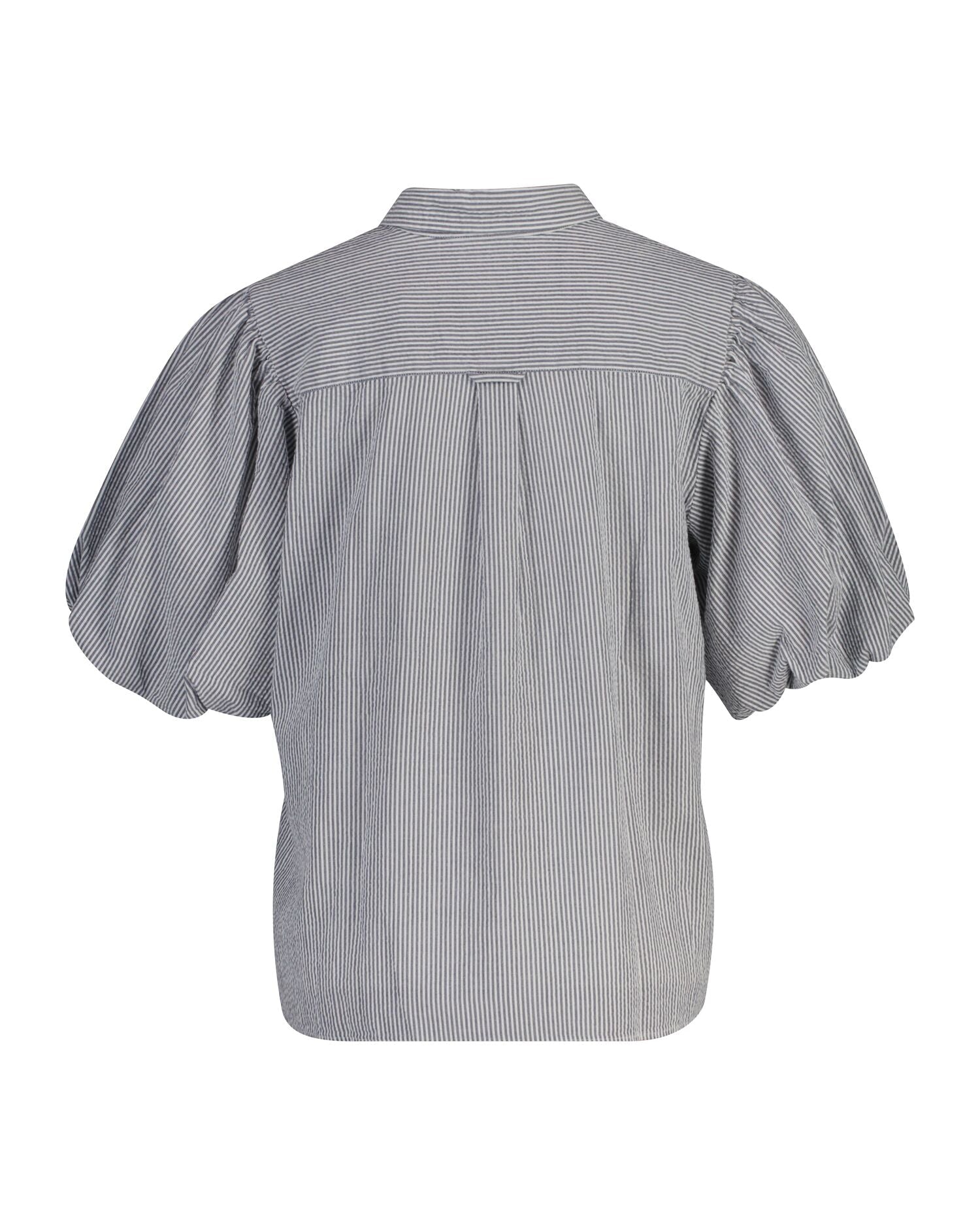 Seersucker Puff Sleeve  Blouse