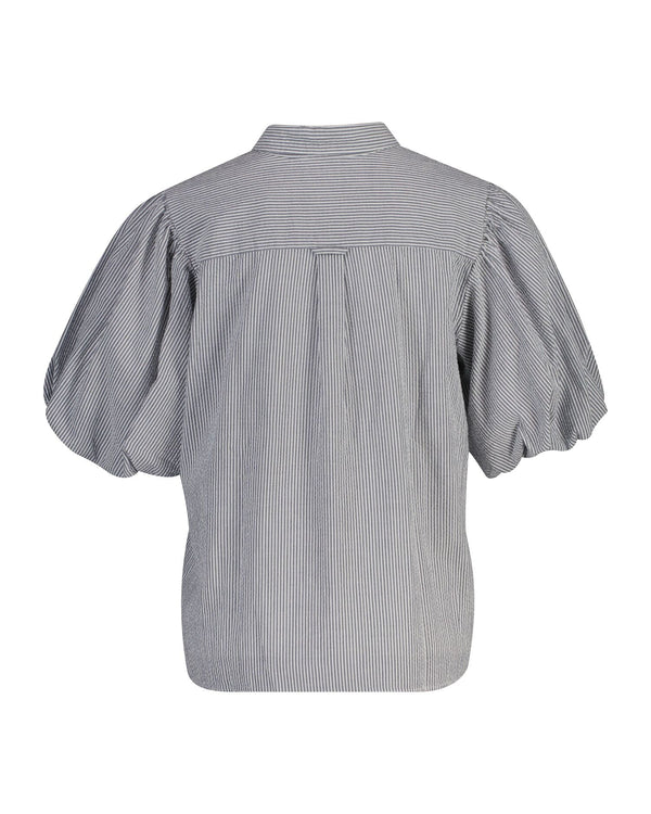 Seersucker Puff Sleeve  Blouse
