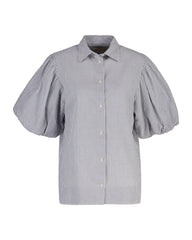 Seersucker Puff Sleeve  Blouse