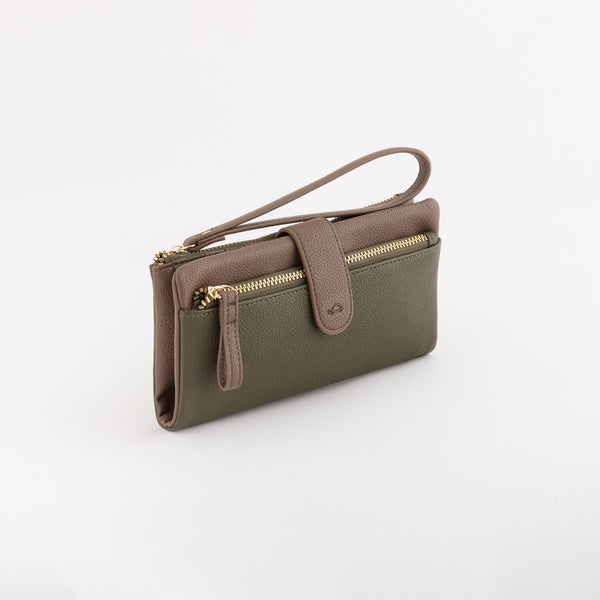 Wallets-Berna Wallet Single Size / Forest/Taupe