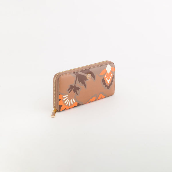 Women's Leather Wallet Bouquet Wallet V1 Taupe/Multicolour