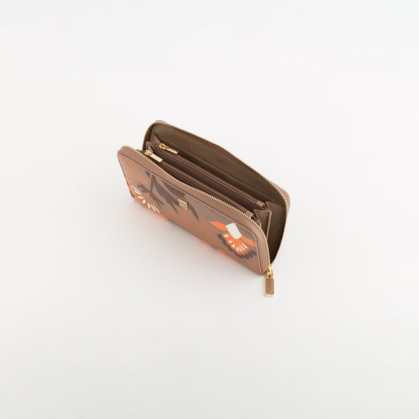 Women's Leather Wallet Bouquet Wallet V1 Taupe/Multicolour