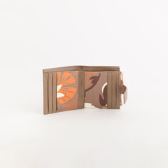 Women's Leather Wallet Bouquet Wallet V1 Taupe/Multicolour