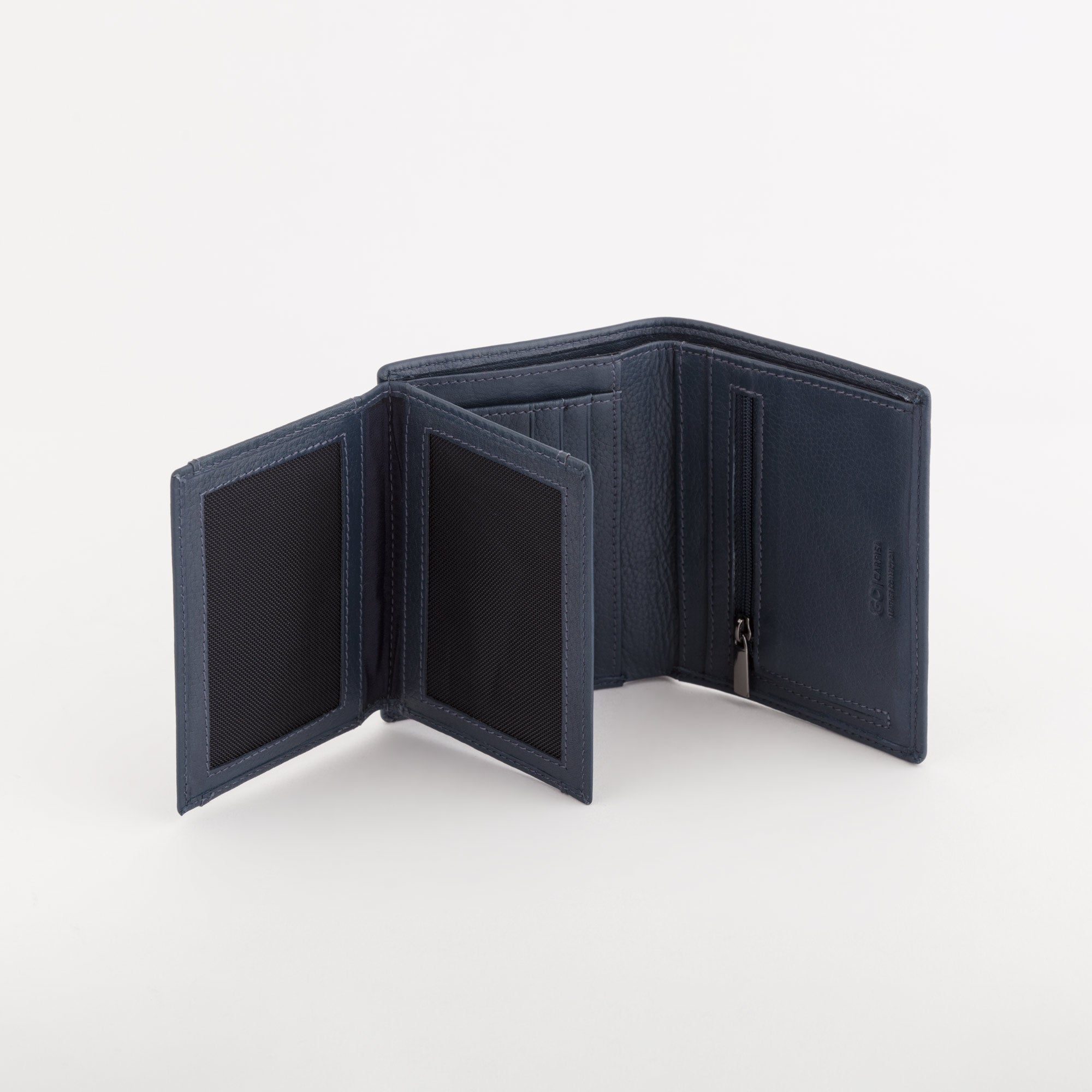 Leather Wallet Mark Navy Blue