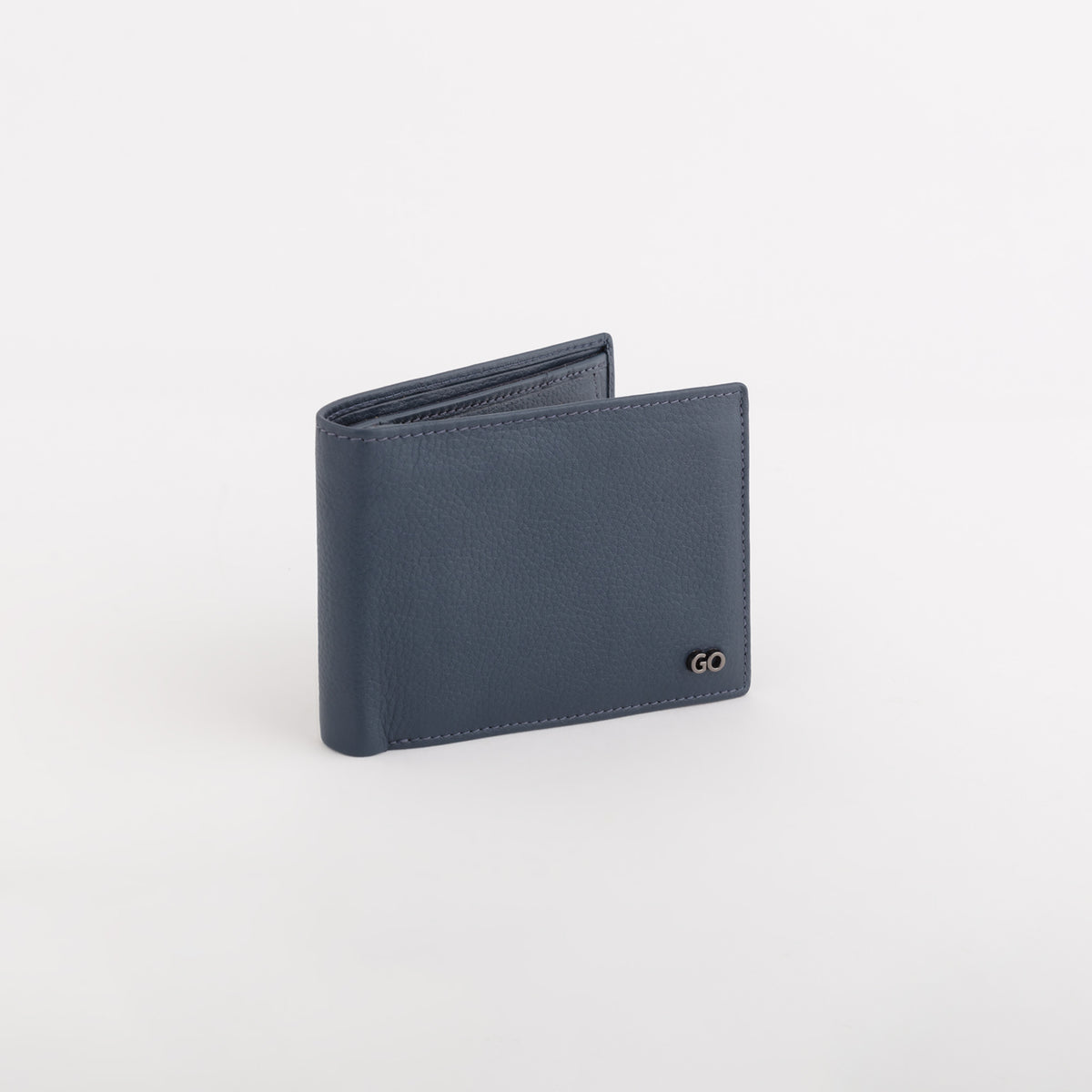 Leather Wallet Mark Navy Blue