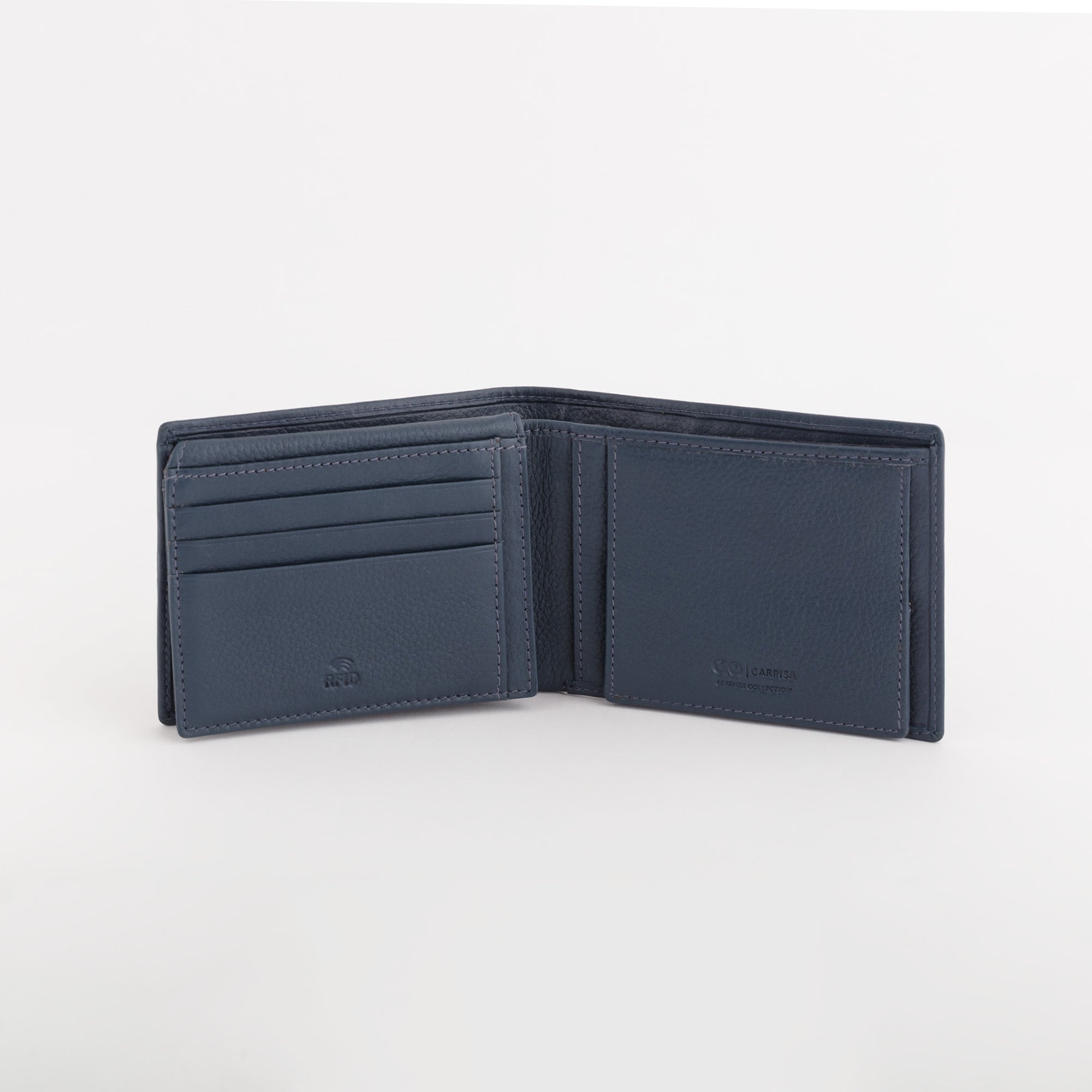 Leather Wallet Mark Navy Blue