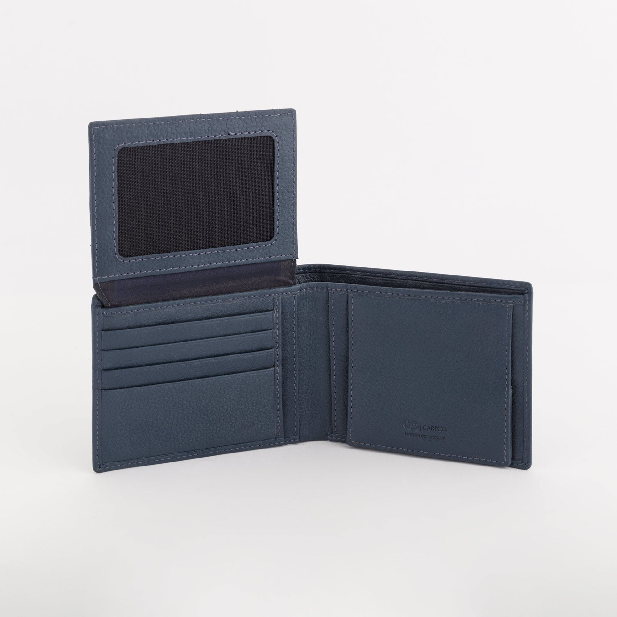 Leather Wallet Mark Navy Blue