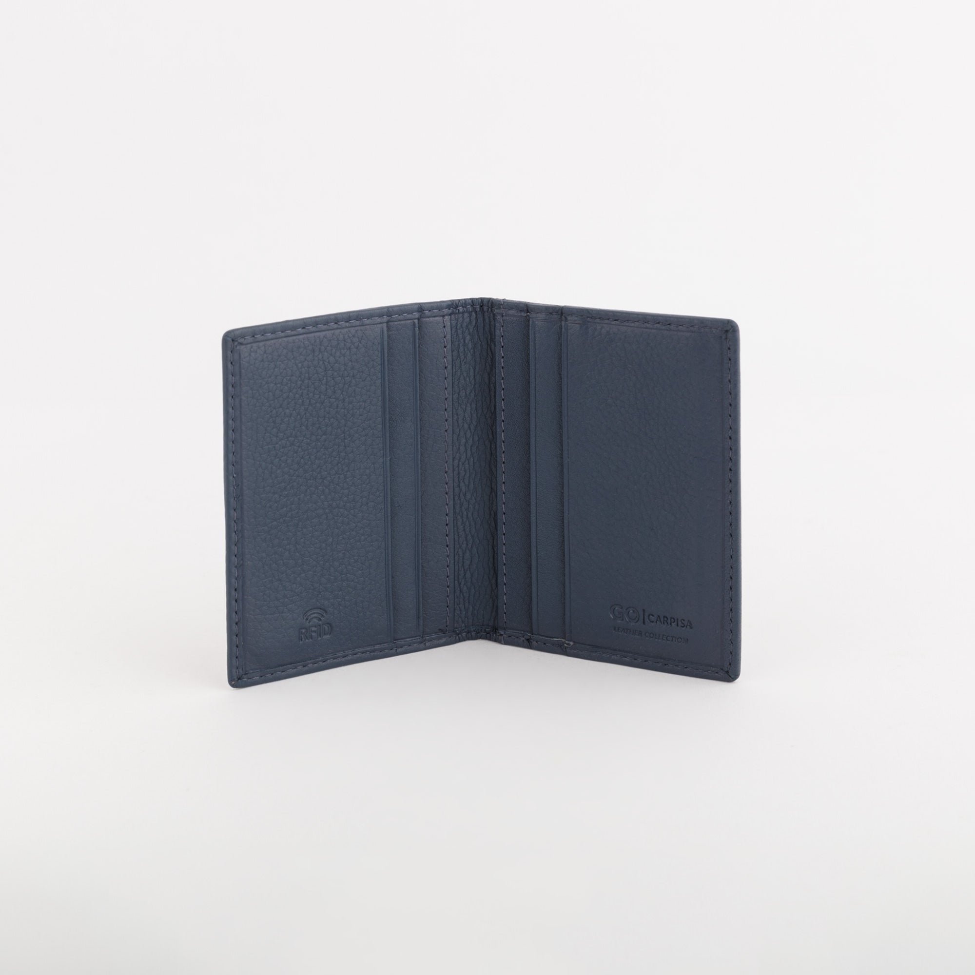 Leather Wallet Mark Navy Blue