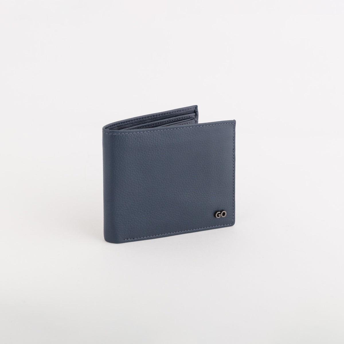 Leather Wallet Mark Navy Blue