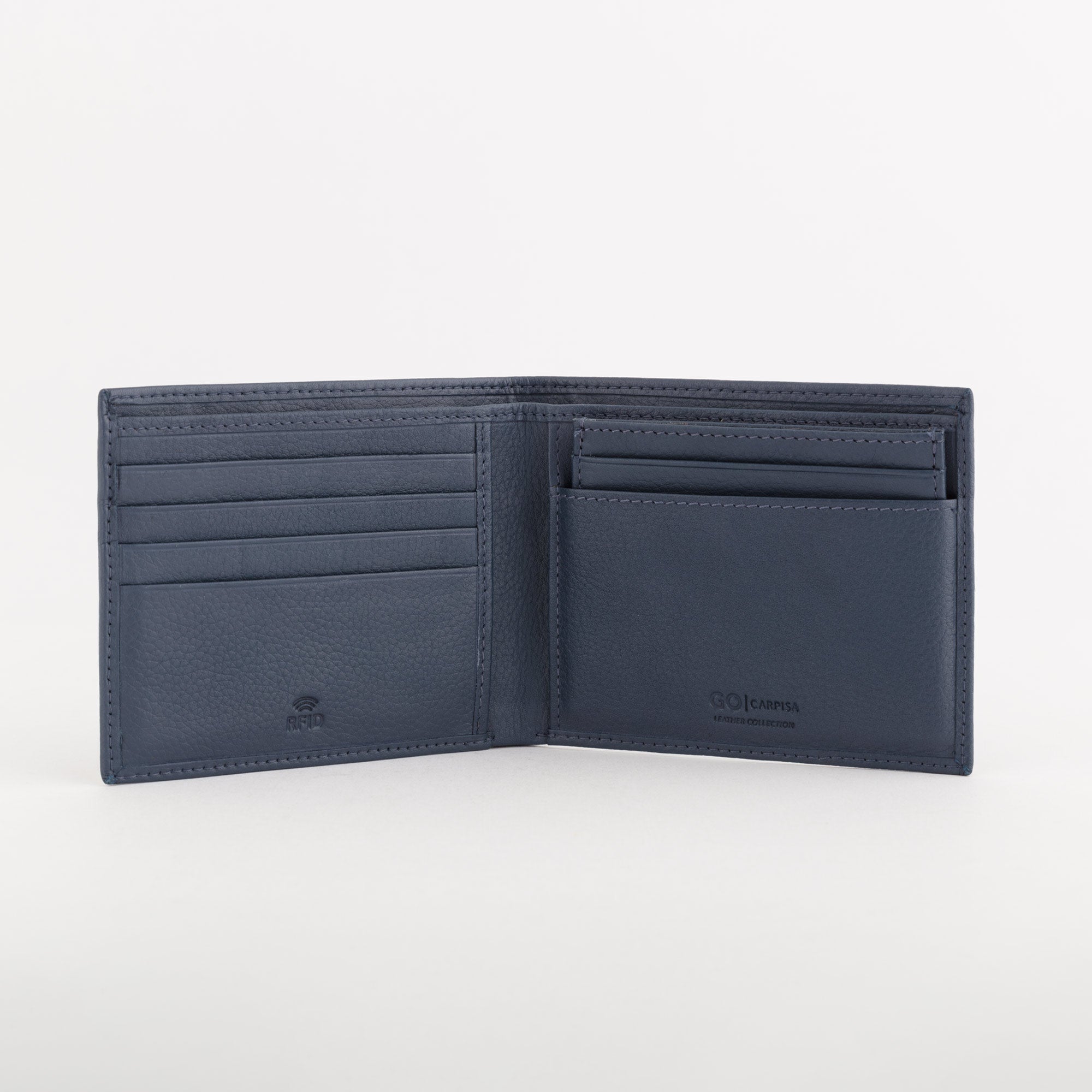 Leather Wallet Mark Navy Blue