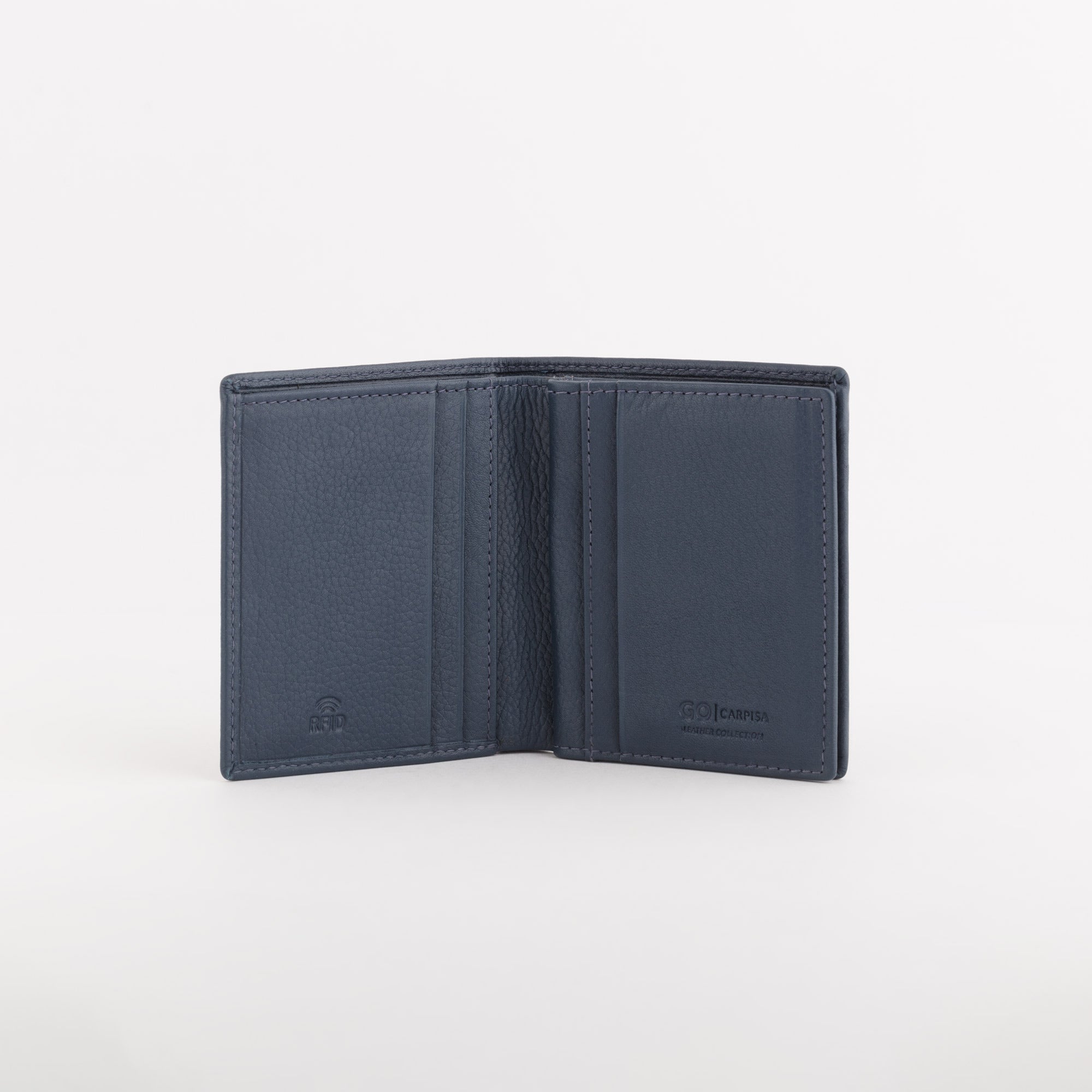Leather Wallet Mark Navy Blue