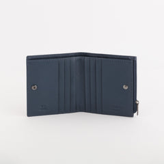 Leather Wallet Mark Navy Blue