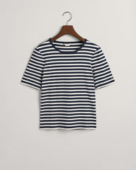 Slim Striped 1X1 Ribbed Ss T-Shirt Evening Blue / S