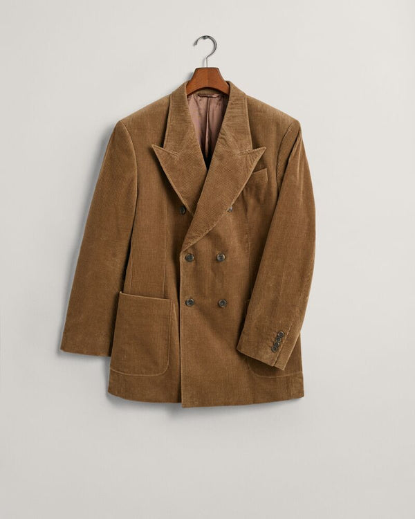 Double-Breasted Corduroy Suit Blazer
