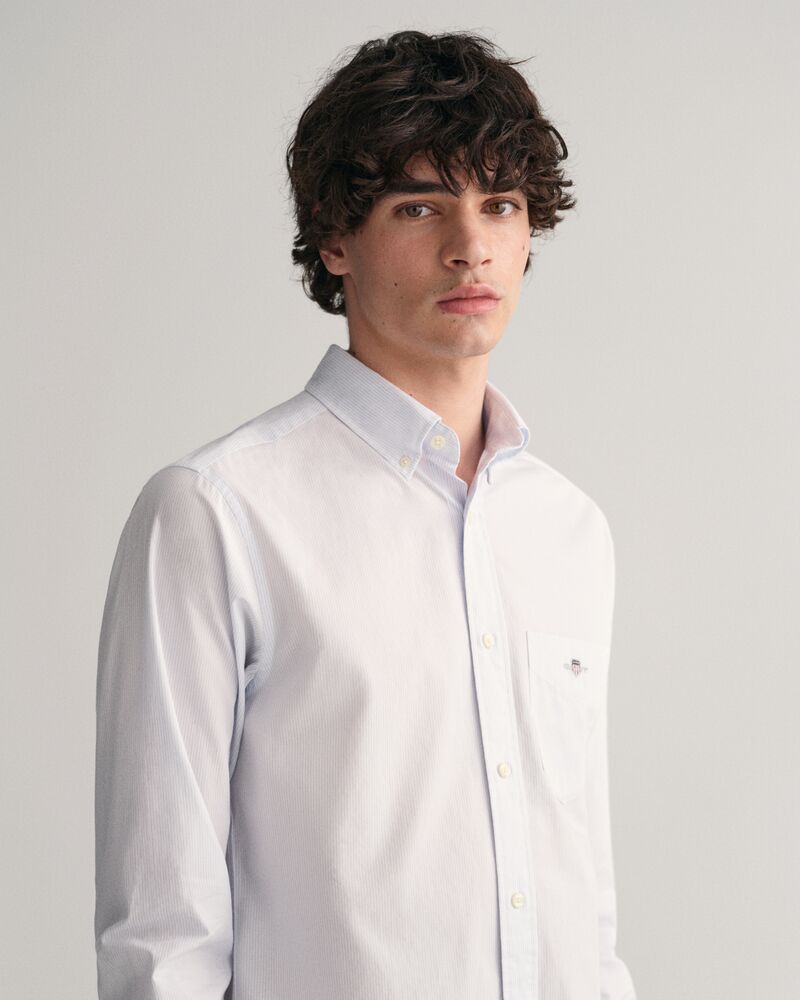 REGULAR Fit  CLASSIC SHORT SLEEVE  Banker Stripe Poplin Shirt LIGHT BLUE / S