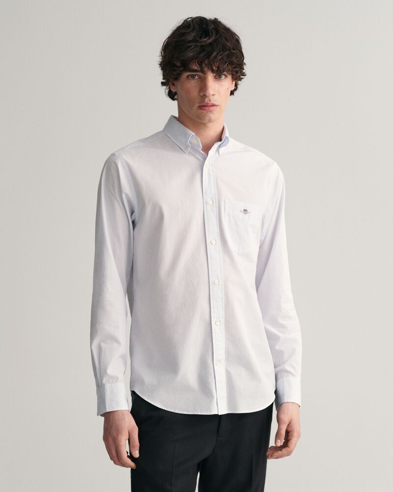 REGULAR Fit  CLASSIC SHORT SLEEVE  Banker Stripe Poplin Shirt LIGHT BLUE / S
