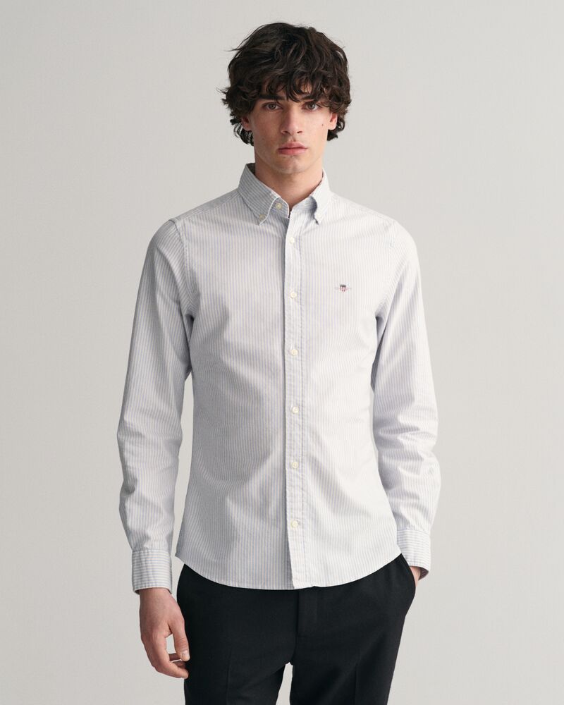 Slim Fit Banker Stripe  CLASSIC SHORT SLEEVE  Oxford Shirt LIGHT BLUE / S
