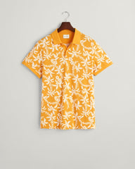 Palm Lei Print Piqué Polo Shirt S / MEDAL YELLOW