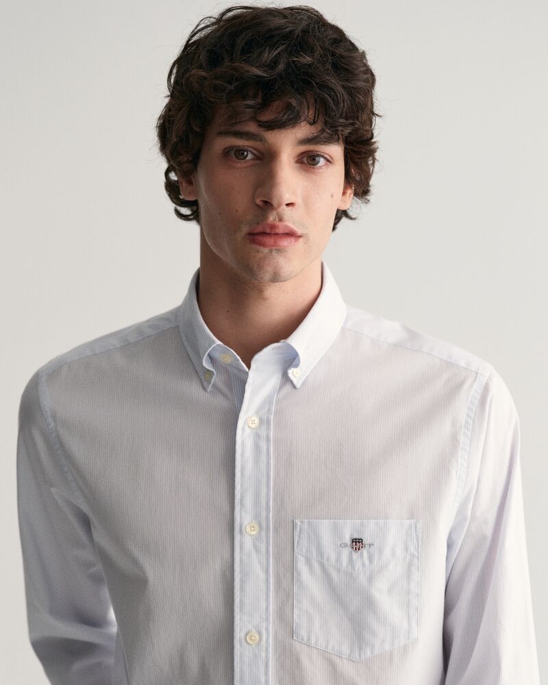 REGULAR Fit  CLASSIC SHORT SLEEVE  Banker Stripe Poplin Shirt LIGHT BLUE / S