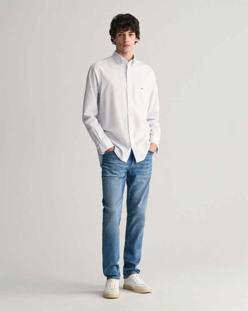 REGULAR Fit  CLASSIC SHORT SLEEVE  Banker Stripe Poplin Shirt LIGHT BLUE / S
