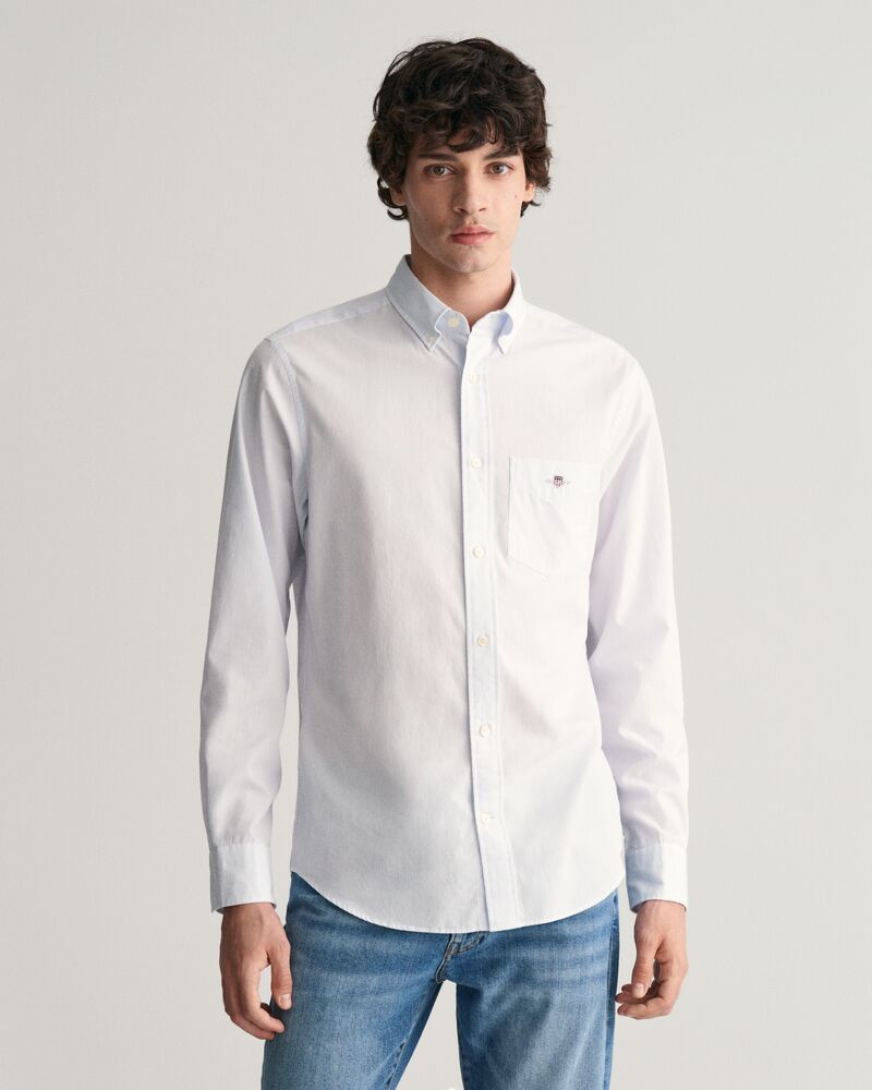REGULAR Fit  CLASSIC SHORT SLEEVE  Banker Stripe Poplin Shirt LIGHT BLUE / S