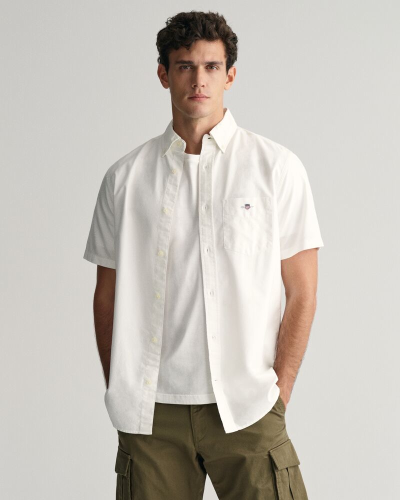 REGULAR Fit  Classic  Oxford Short Sleeve Shirt WHITE / S