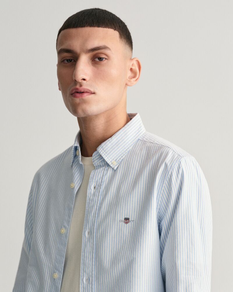 Slim Fit Banker Stripe  CLASSIC SHORT SLEEVE  Oxford Shirt LIGHT BLUE / S