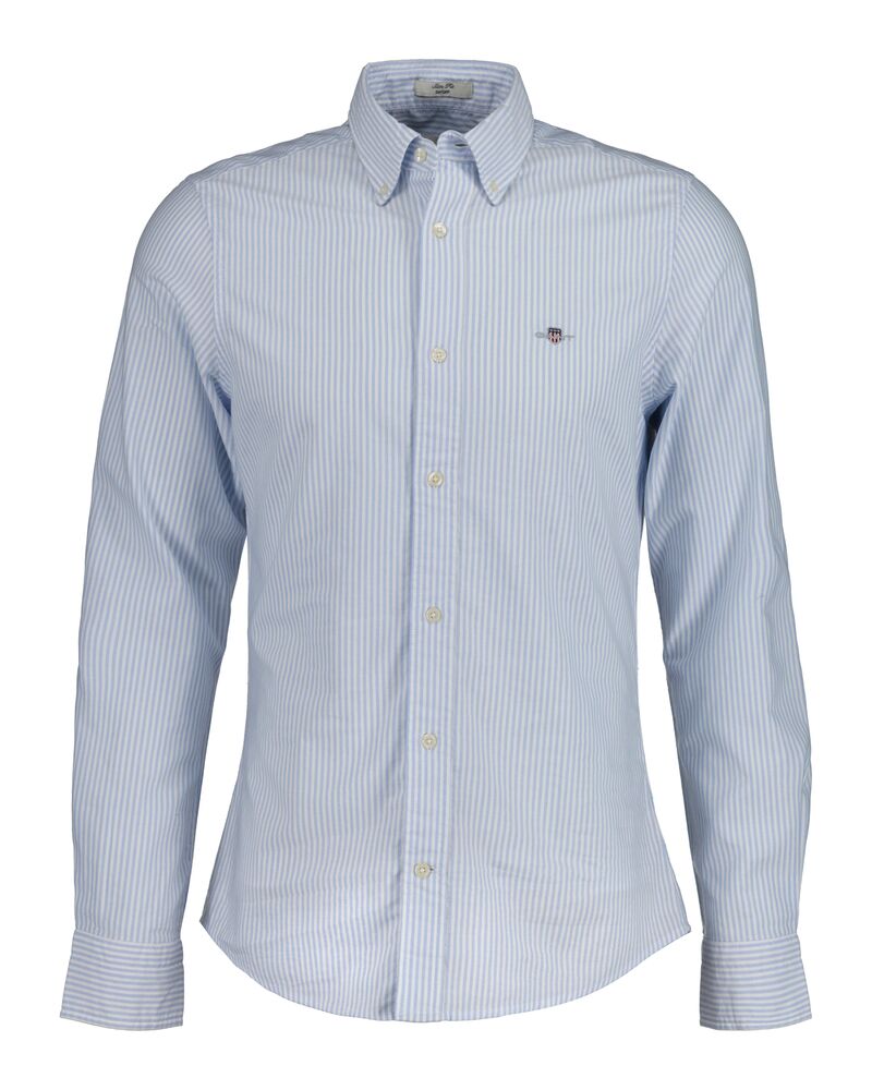 Slim Fit Banker Stripe  CLASSIC SHORT SLEEVE  Oxford Shirt LIGHT BLUE / S