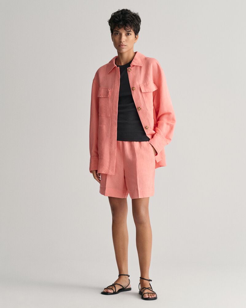 Relaxed Fit Linen Blend Pull-On Shorts 34 / PEACHY PINK