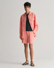 Relaxed Fit Linen Blend Pull-On Shorts 34 / PEACHY PINK