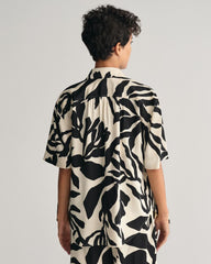 Relaxed Fit Palm Print Short Sleeve Shirt 32 / SOFT OAT